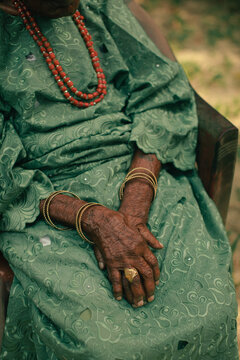 Photograph of the hands of an elderly earth healer