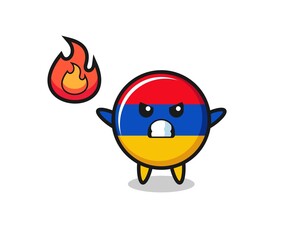armenia flag character cartoon with angry gesture