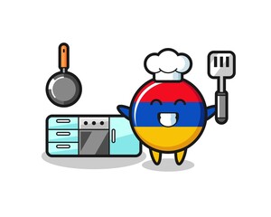 armenia flag character illustration as a chef is cooking