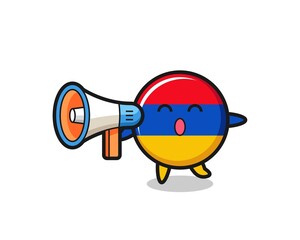 armenia flag character illustration holding a megaphone