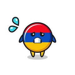 armenia flag mascot character with afraid gesture