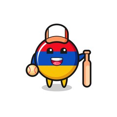 Cartoon character of armenia flag as a baseball player