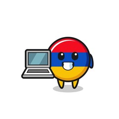 Mascot Illustration of armenia flag with a laptop