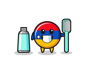 Mascot Illustration of armenia flag with a toothbrush