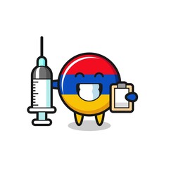 Mascot Illustration of armenia flag as a doctor