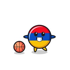 Illustration of armenia flag cartoon is playing basketball