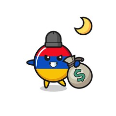 Illustration of armenia flag cartoon is stolen the money