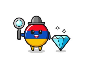 Fototapeta premium Illustration of armenia flag character with a diamond