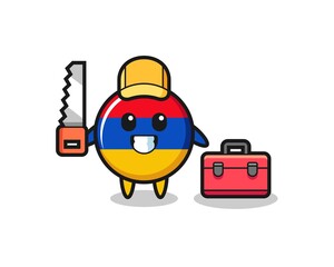 Illustration of armenia flag character as a woodworker