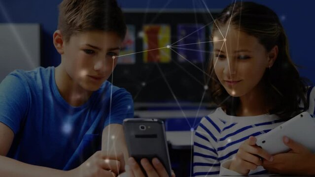 Animation of networks of connections over diverse schoolchildren using smartphone