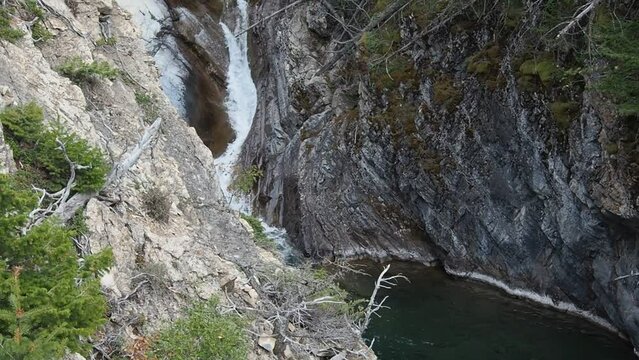 Hell Roaring Falls with a natural pool at Waterton Lake National Park