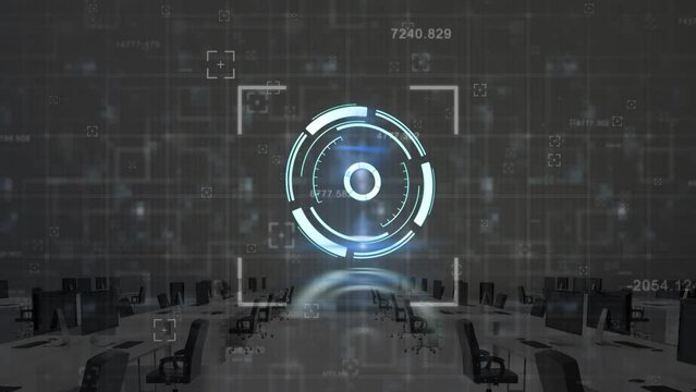 Animation of data processing and scope scanning over office