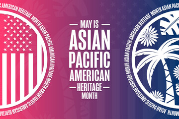 May is Asian Pacific American Heritage Month. Holiday concept. Template for background, banner, card, poster with text inscription. Vector EPS10 illustration. © bulgn