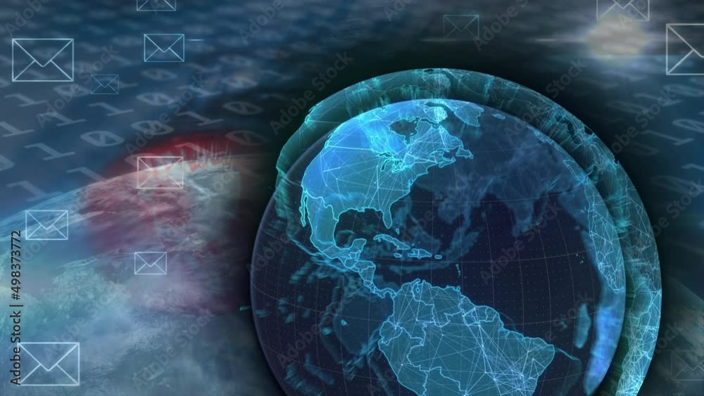 Poster animation of globe over data processing