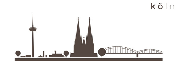 Cologne Simple Monochrome Stylish Skyline - obrazy, fototapety, plakaty