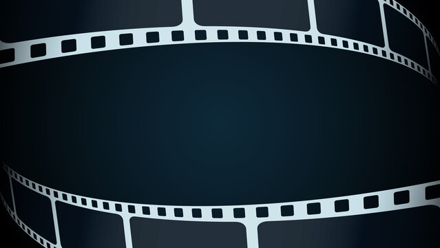 Collection of film strips frame isolated on blue background. Cinema Background. Movie and film cinema festival poster. Design element template can be use for advertising, cover, brochure. Film concept