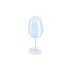 isometric vector illustration of a glass wine glass on a white