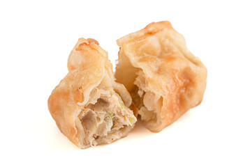 Open Potsticker Dumpling Isolated on a White Background