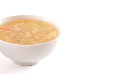Egg drop soup isolated on a white background
