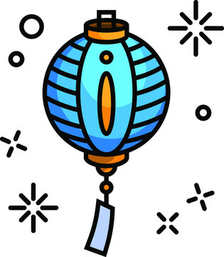 Asian traditional night street paper lanterns