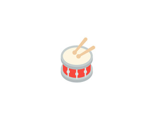 Drum vector flat emoticon. Isolated Drum illustration. Drum with Drumsticks icon