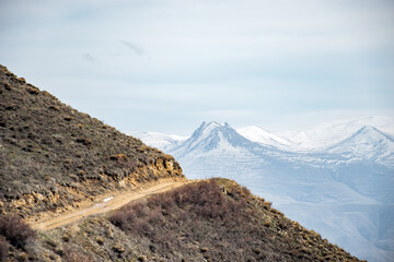 snow covered mountains in winter