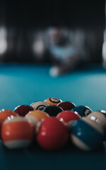billiard table with balls
