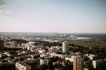 Obraz premium Panoramic view of Kyiv houses in Ukraine