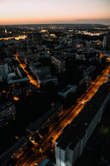 Obraz premium Panoramic view of the night city of Kyiv in Ukraine