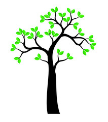 Green Tree. Vector outline Illustration.