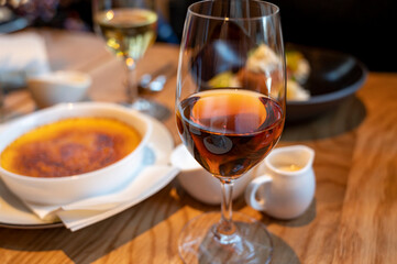 Sweet digestif sherry fortified wine served after dinner