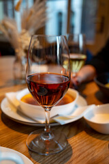 Sweet digestif muscat wine served after dinner