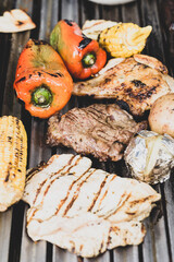 Delicious Colombian barbecue, pork, beef, chicken
