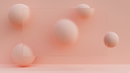 3d render peach geometric abstract background for business card, website, banner