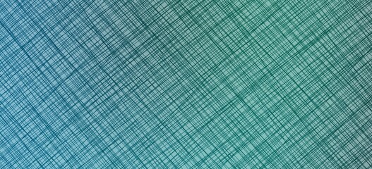 Blue green background with fabric texture. Space for creative ideas and graphic design. Grunge texture. Checkered background of diagonal colored lines.