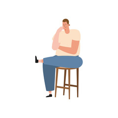 Fototapeta premium guy sitting on wooden chair