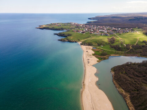 Aerial view of Black sea coastline near village of Sinemorets, Bulgaria