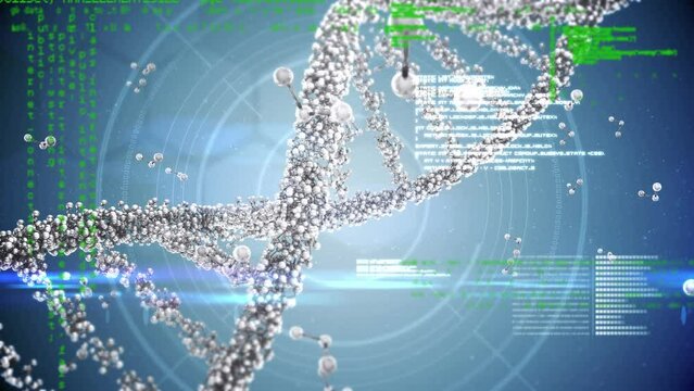 Animation of dna strand spinning and medical data processing