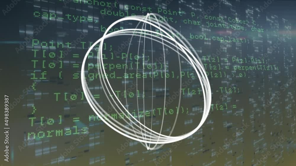 Wall mural animation of circles over data processing in green and black space