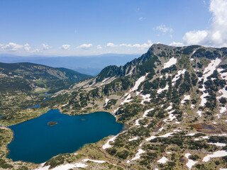 Fototapeta na wymiar Aerial view of Pirin Mountain near Popovo lake, Bulgaria