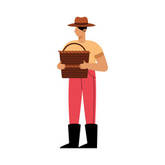farmer with wooden basket