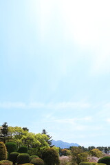 Fototapeta na wymiar 先に見える春の桜島の風景