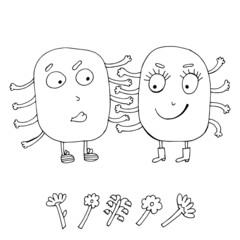 Love monsters. Funny monsters. vector illustration. Comics. Coloring for children and adults. Cartoon.