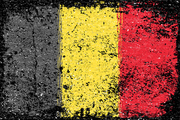 風化したベルギー国旗のペイントのベクター素材
