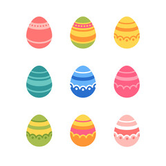 Set of Easter eggs isolated on white background. Cute kids style - 498395567