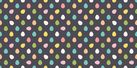 Easter pattern background. Seamless flat pattern with eggs in cute kids style