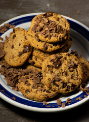 Chocolate cookie dessert or chocolate chip cookie