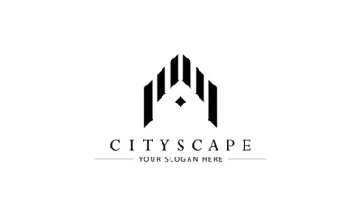 Modern house, planning, structure, apartment, property, construction, architecture and residence logo design template.