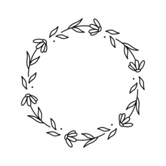 Fototapeta na wymiar Set of spring floral wreaths isolated on white background. Round frames with flowers. Vector hand-drawn illustration in doodle style. Perfect for cards, invitations, decorations, logo, various designs