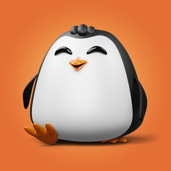 Cute penguin, cute animal, 3d rendering illustration